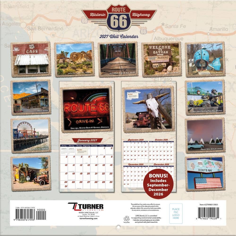 Historic Highway Route 66 2027 Wall Calendar First Alternate Image