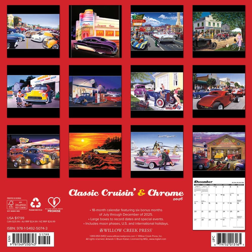 Classic Cruisin and Chrome 2026 Wall Calendar First Alternate Image