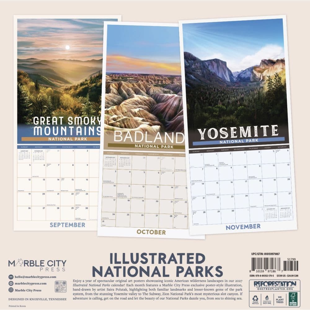 Illustrated National Parks 2027 Wall Calendar First Alternate Image