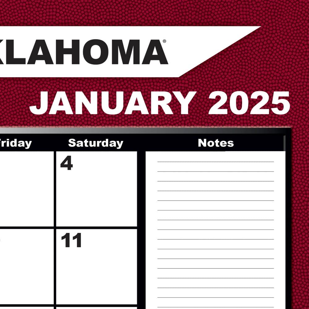 COL Oklahoma Sooners 2025 Desk Pad Third Alternate