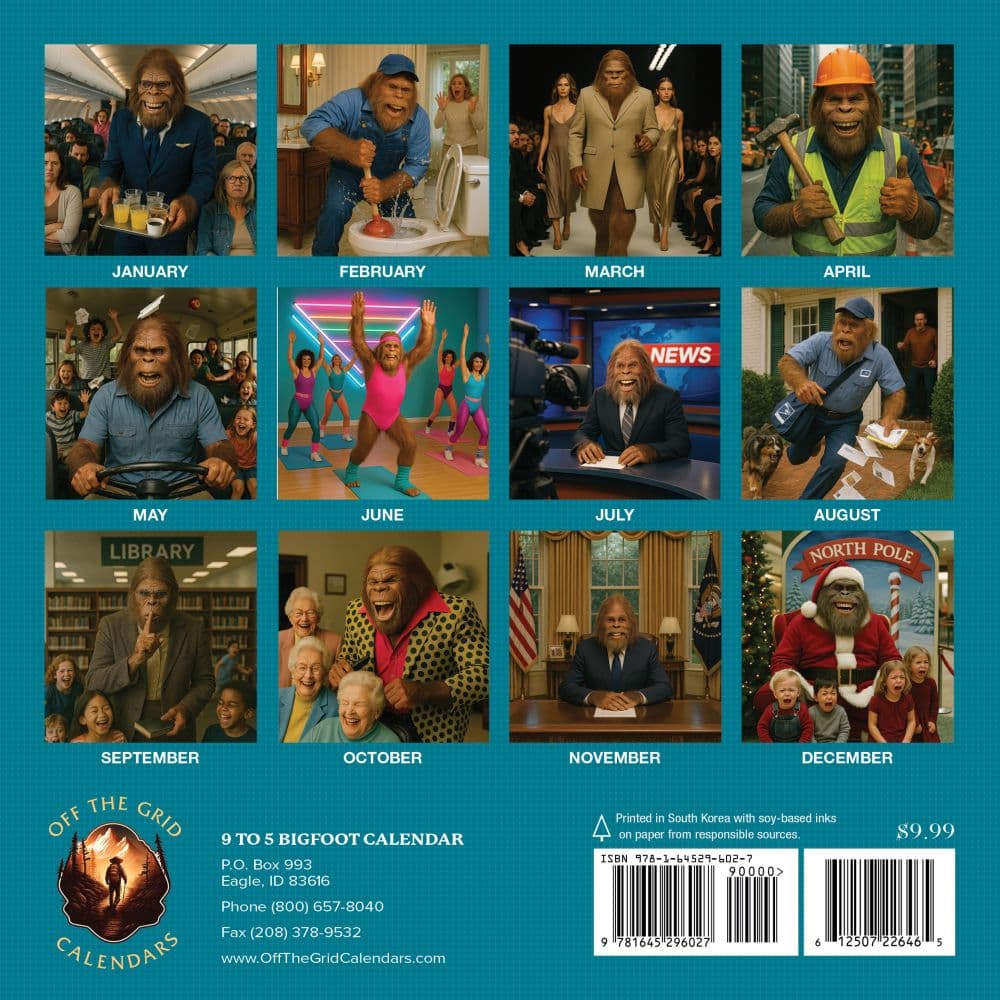9 to 5 Bigfoot 2026 Mini Wall Calendar First Alternate Image