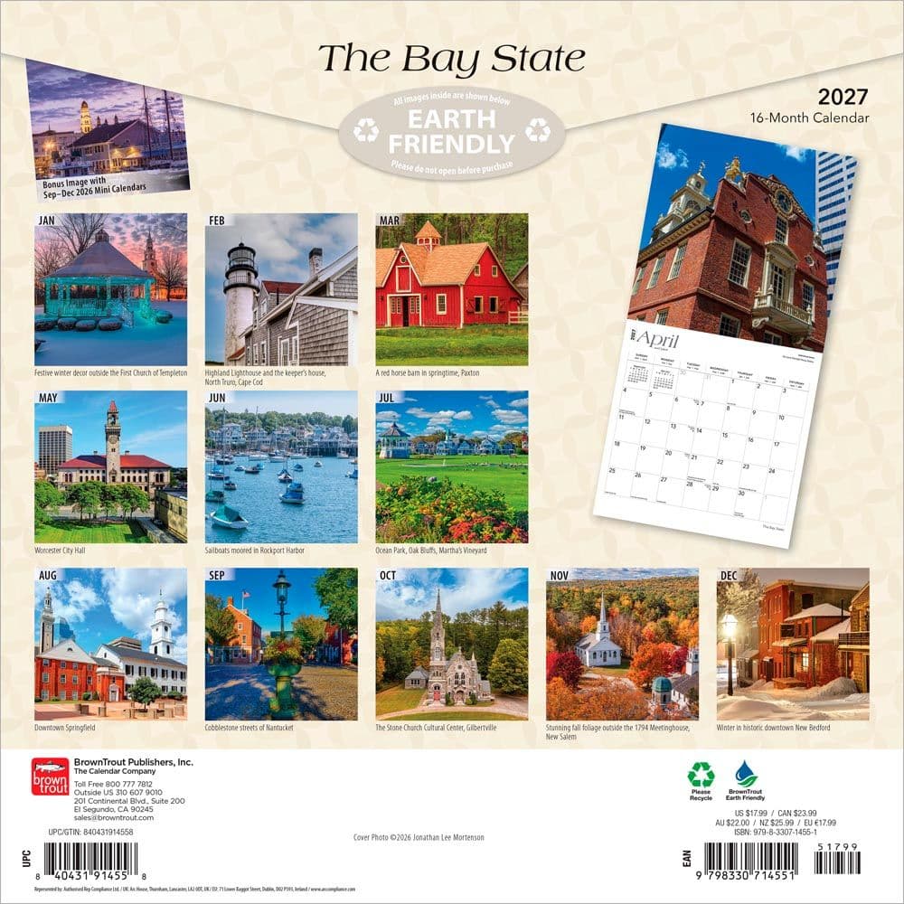 Bay State Massachusetts 2027 Wall Calendar First Alternate Image