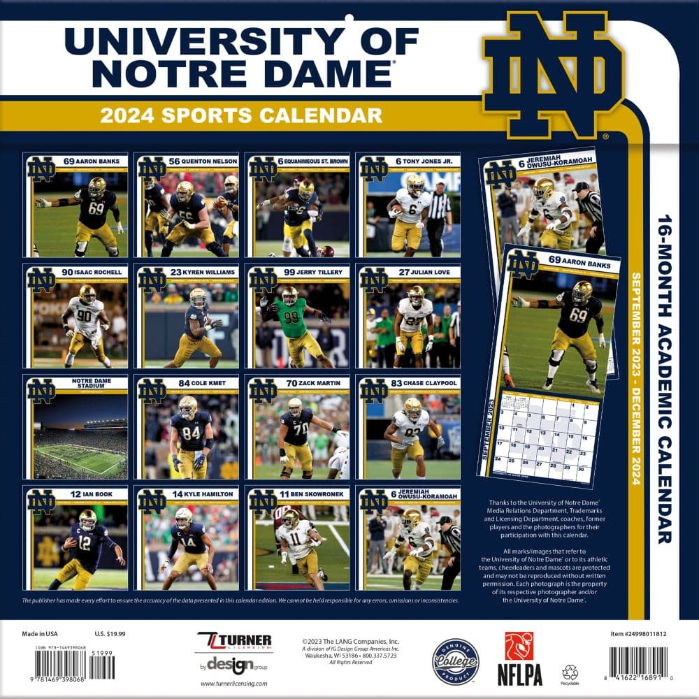COL Notre Dame Fighting Irish 2024 Wall Calendar First Alternate Image width=&quot;1000&quot; height=&quot;1000&quot;