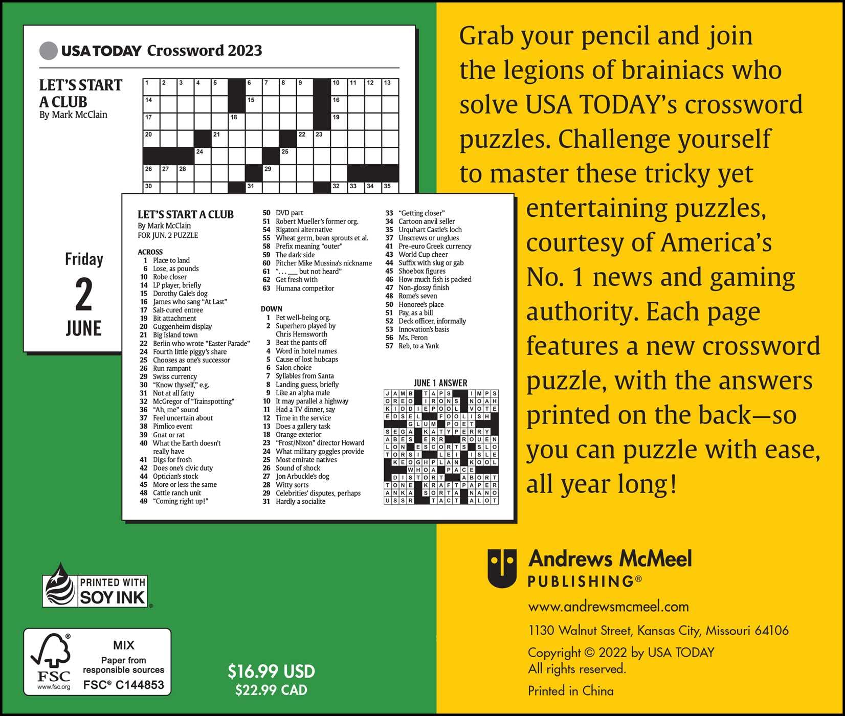 USA Today Crossword Puzzles 2023 Day-to-Day Calendar - Calendars.com