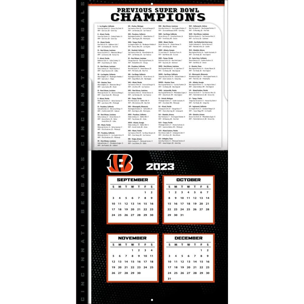 Cincinnati Bengals 2024 Wall Calendar - Calendars.com