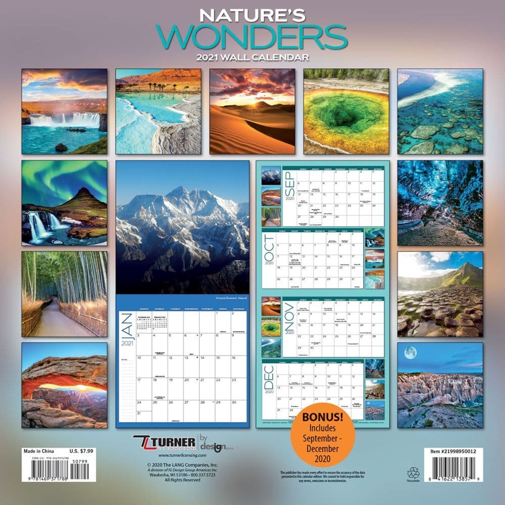 Natures Wonders Photo Mini Wall Calendar