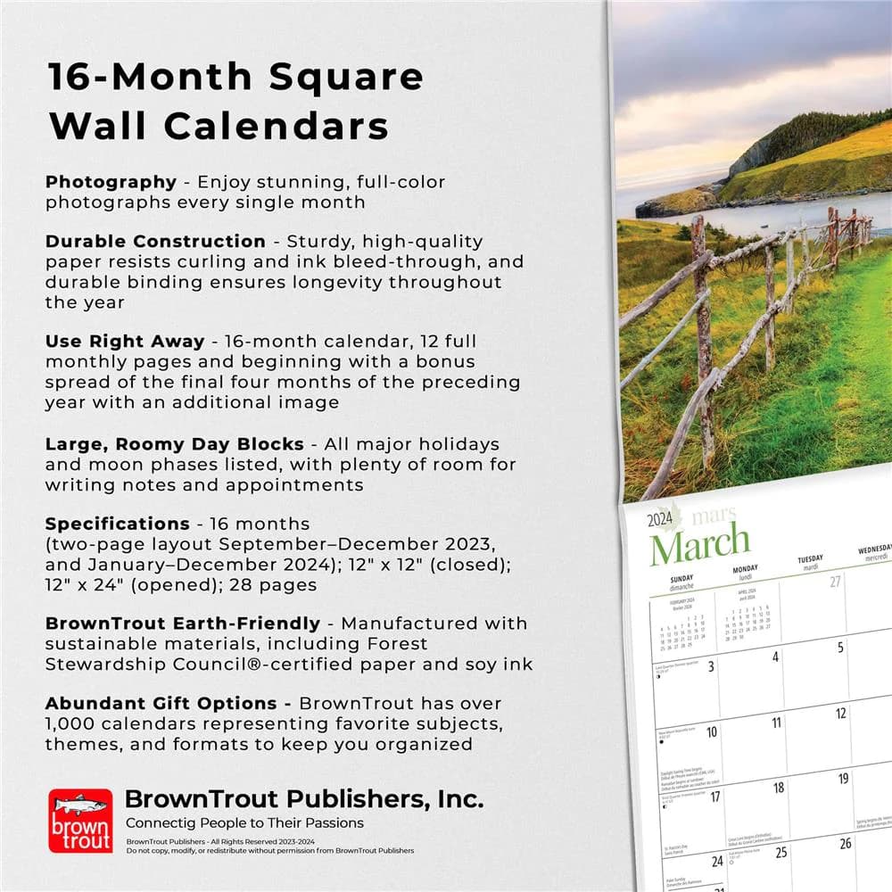 Canadas East Coast 2024 Wall Calendar features