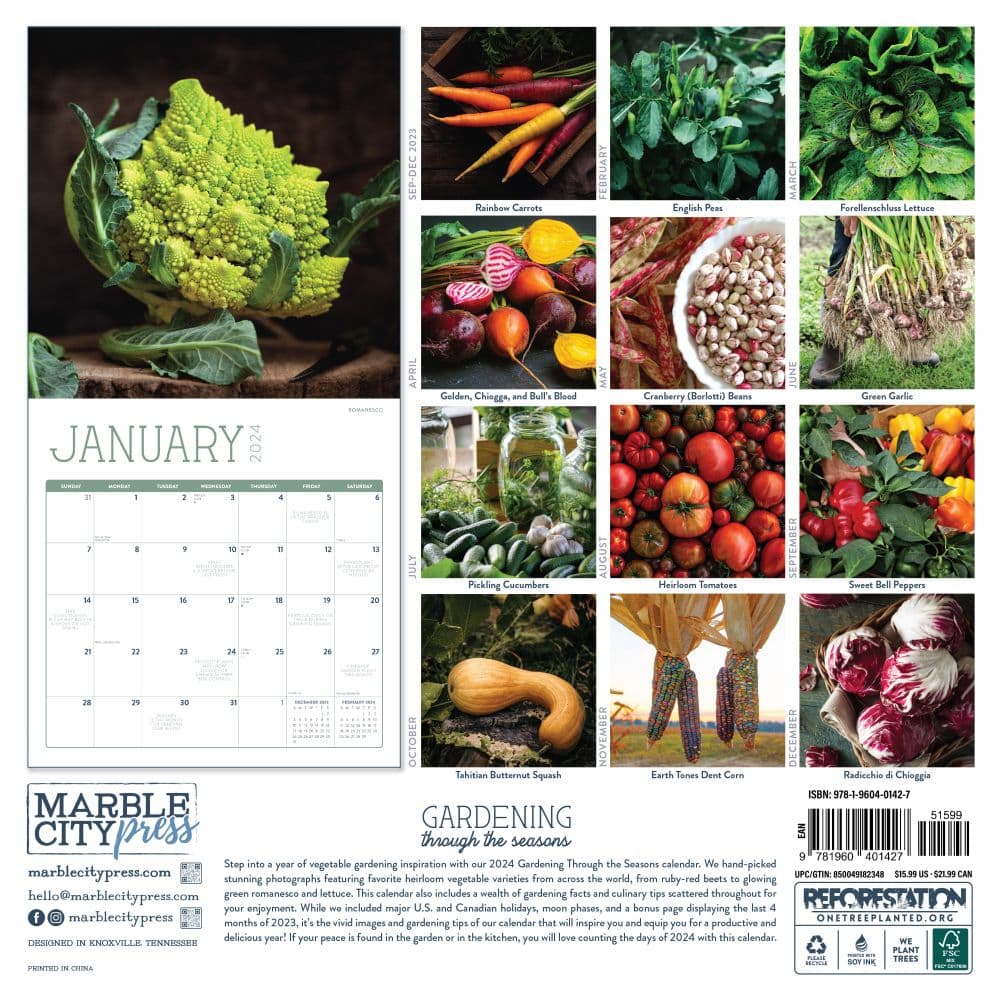 Garden through the Seasons 2024 Wall Calendar