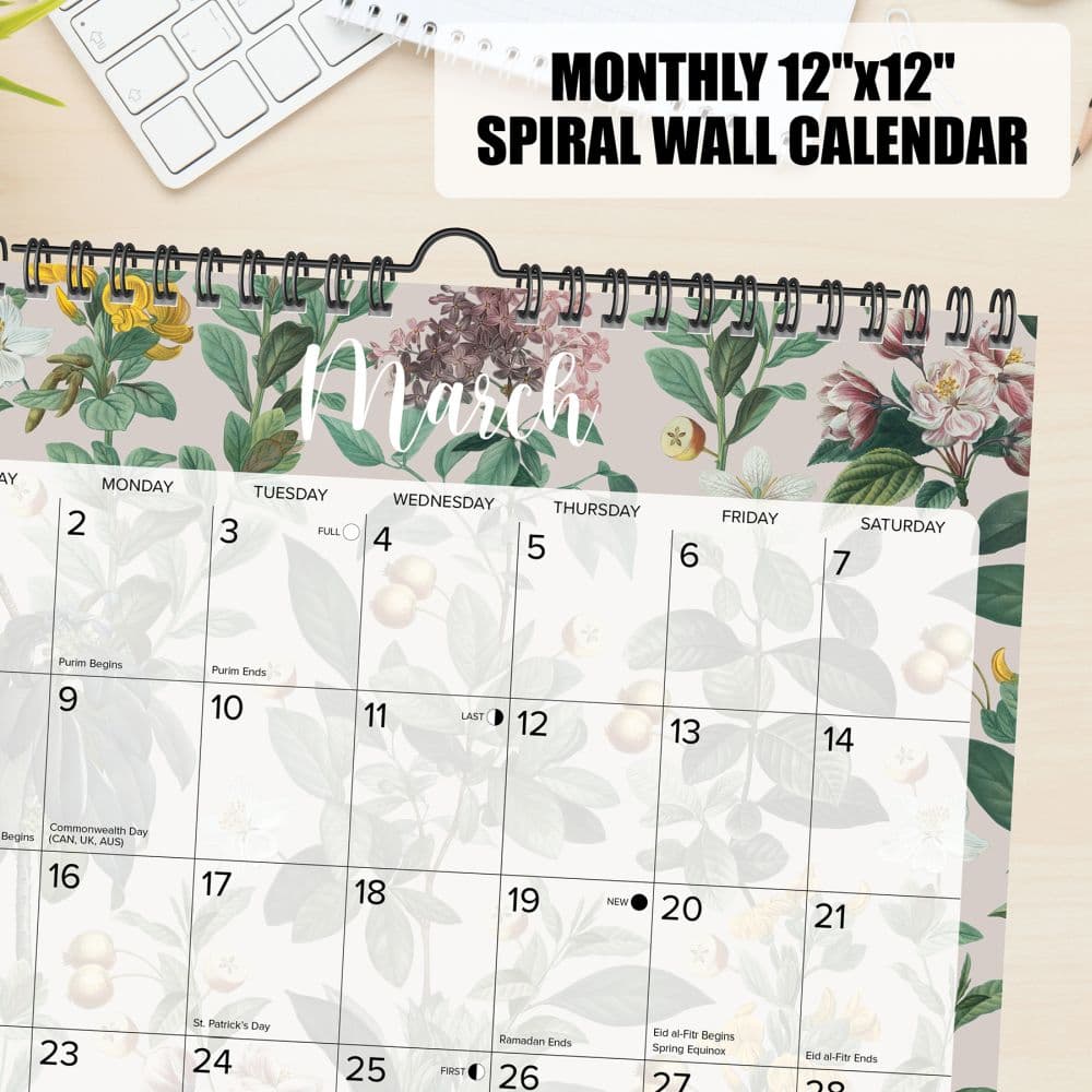 Botanical Nature Spiral Art 2026 Wall Calendar Third Alternate Image