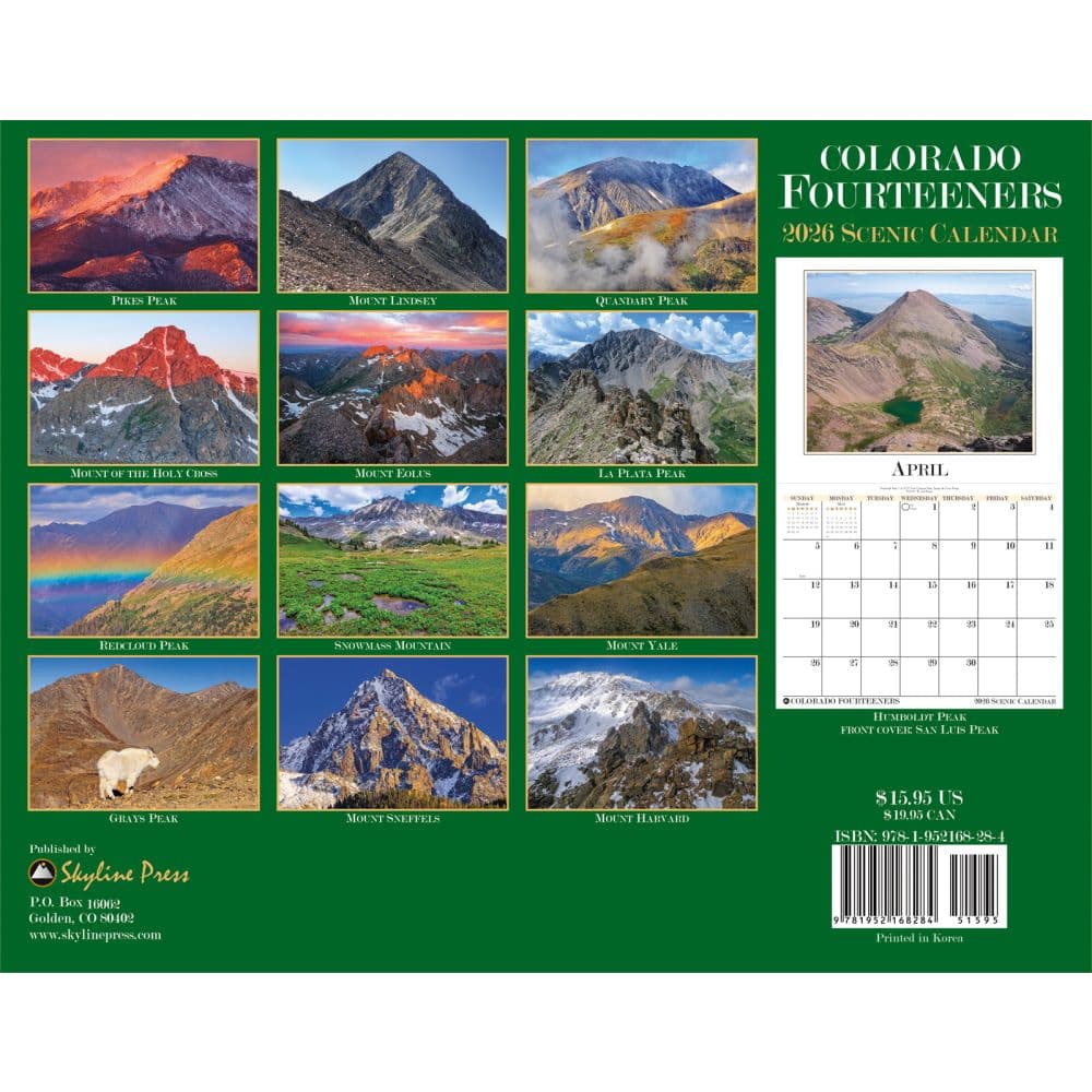Colorado Fourteeners 2026 Wall Calendar First Alternate Image