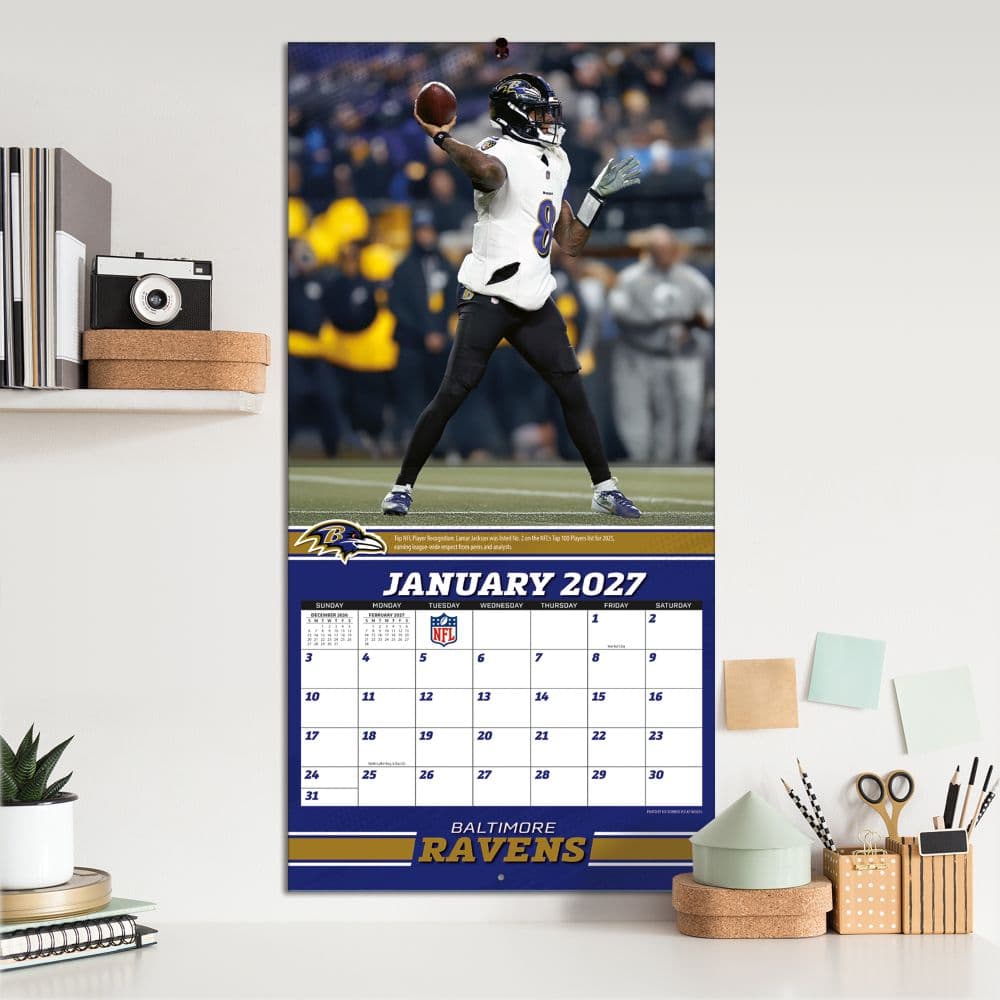 NFL Baltimore Ravens Lamar Jackson 2027 Wall Calendar Fifth Alternate Image