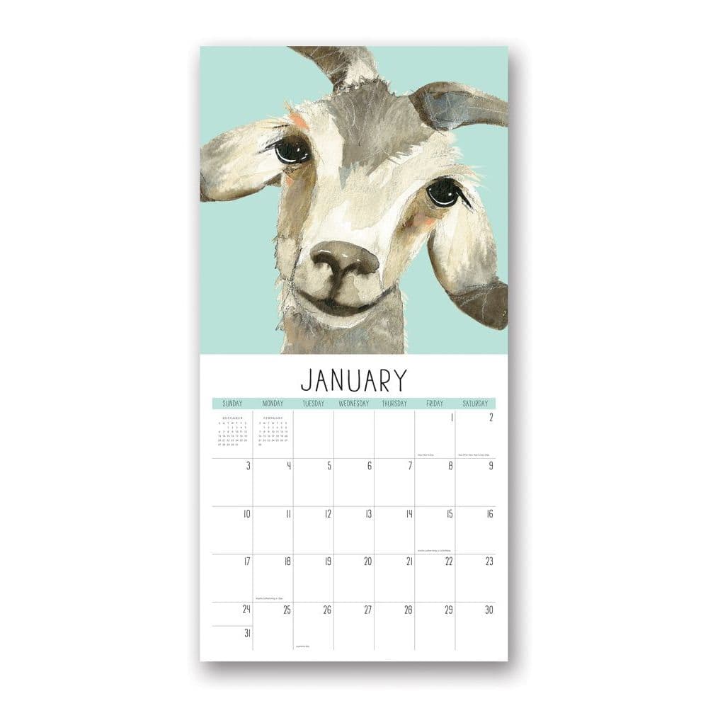 Organiser Wall Calendar 2021 Farmyard Animals Wildlife Watercolour Calendar 