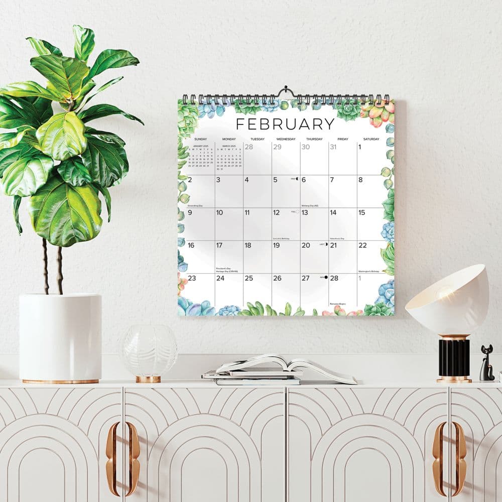 Succulents Spiral Art 2025 Wall Calendar