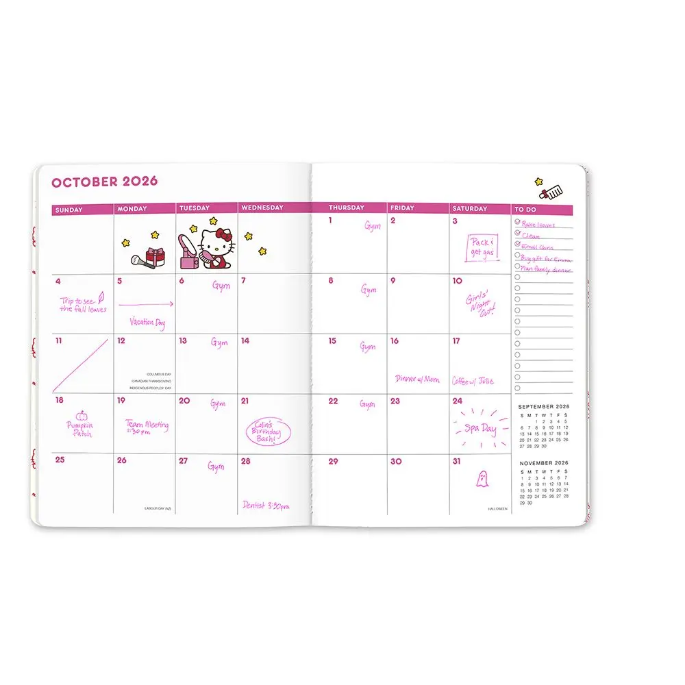 Hello Kitty Playful Pink 2026 Monthly Planner