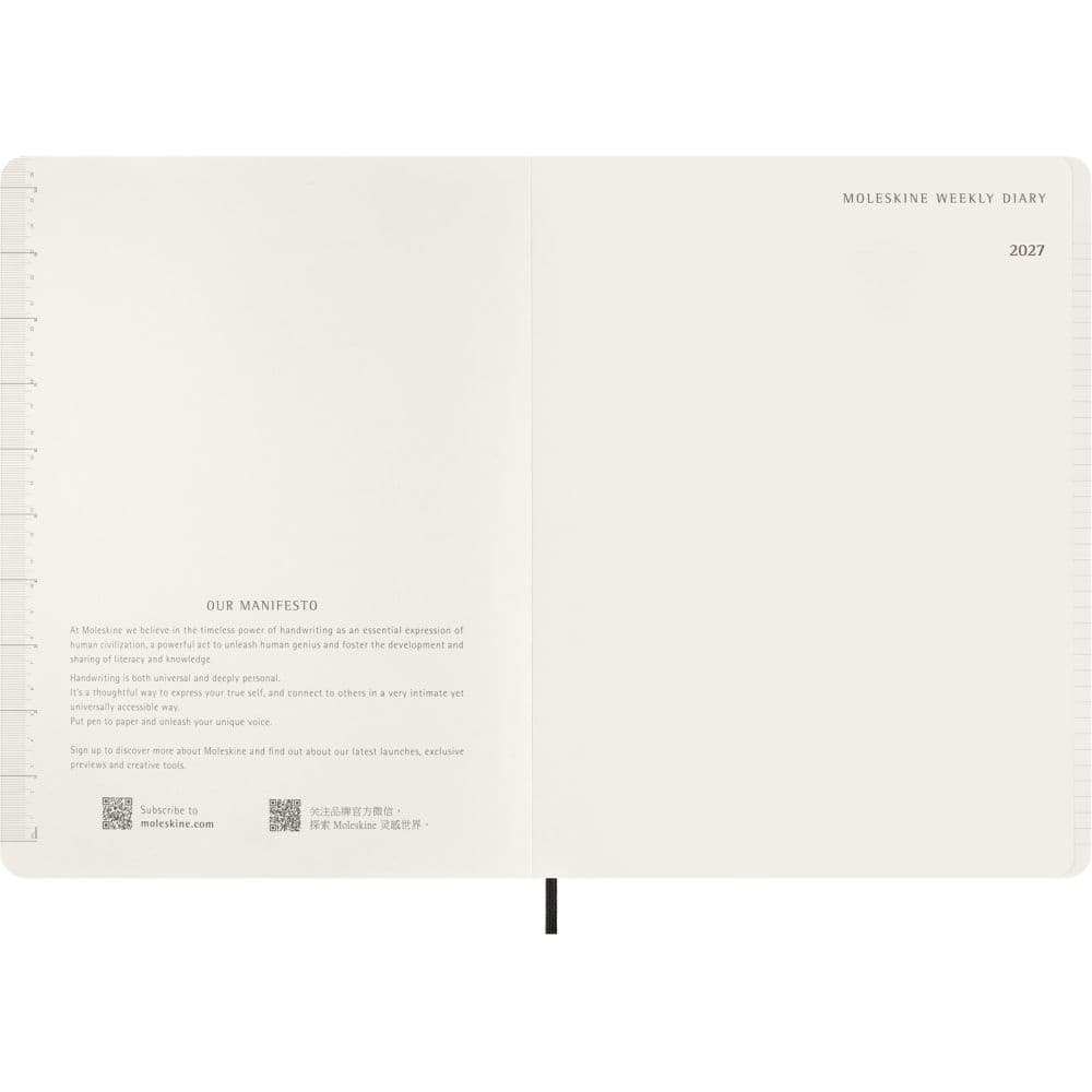 Moleskine Black Soft Cover 2027 Weekly Planner Third Alternate Image