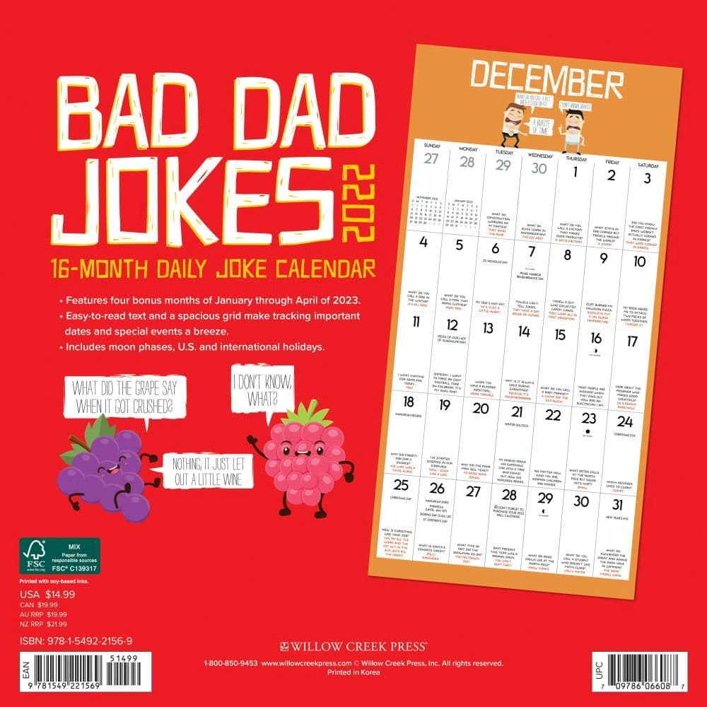 Bad Dad Jokes 2022 Wall Calendar - Calendars.com