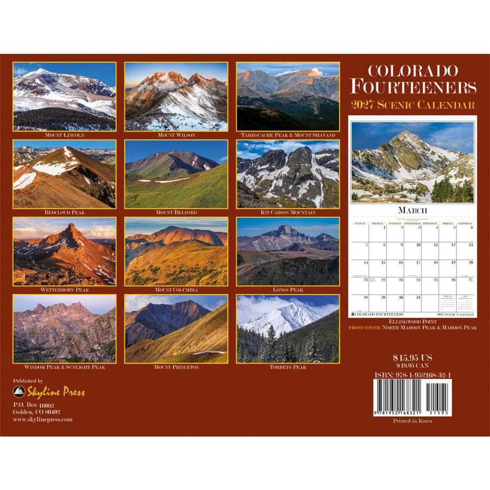Colorado Fourteeners 2027 Wall Calendar First Alternate Image