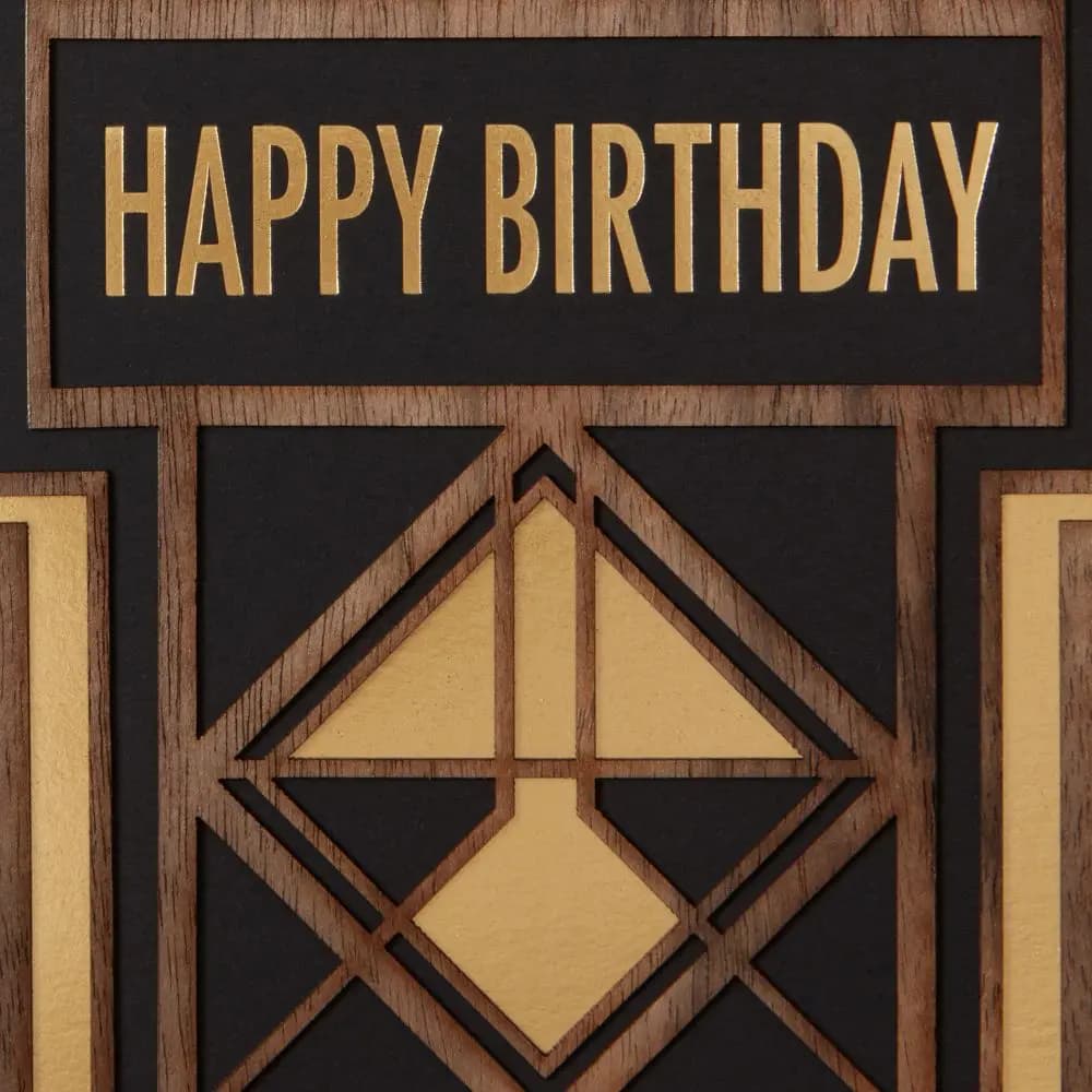 Laser Cut Deco Wood Birthday Card close up