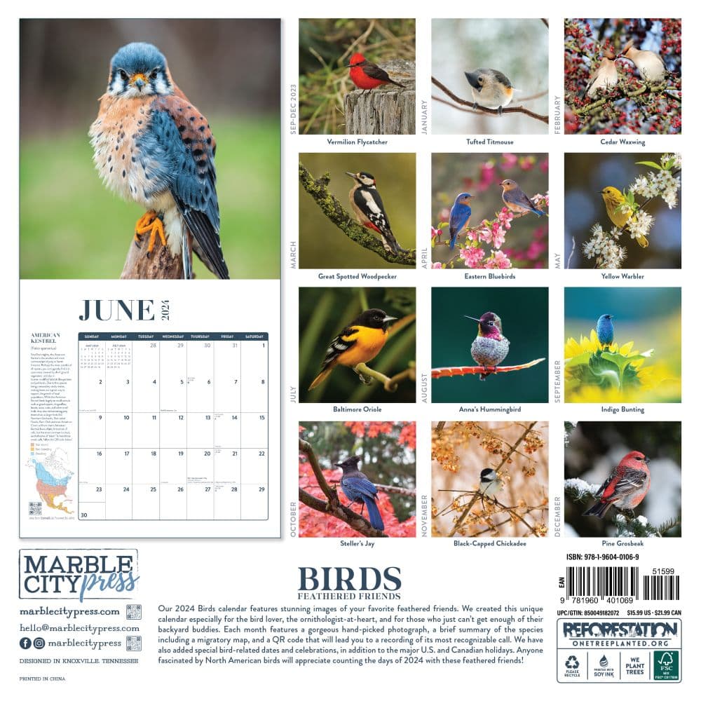 Birds Feathered Friends 2024 Wall Calendar First Alternate Image width=&quot;1000&quot; height=&quot;1000&quot;