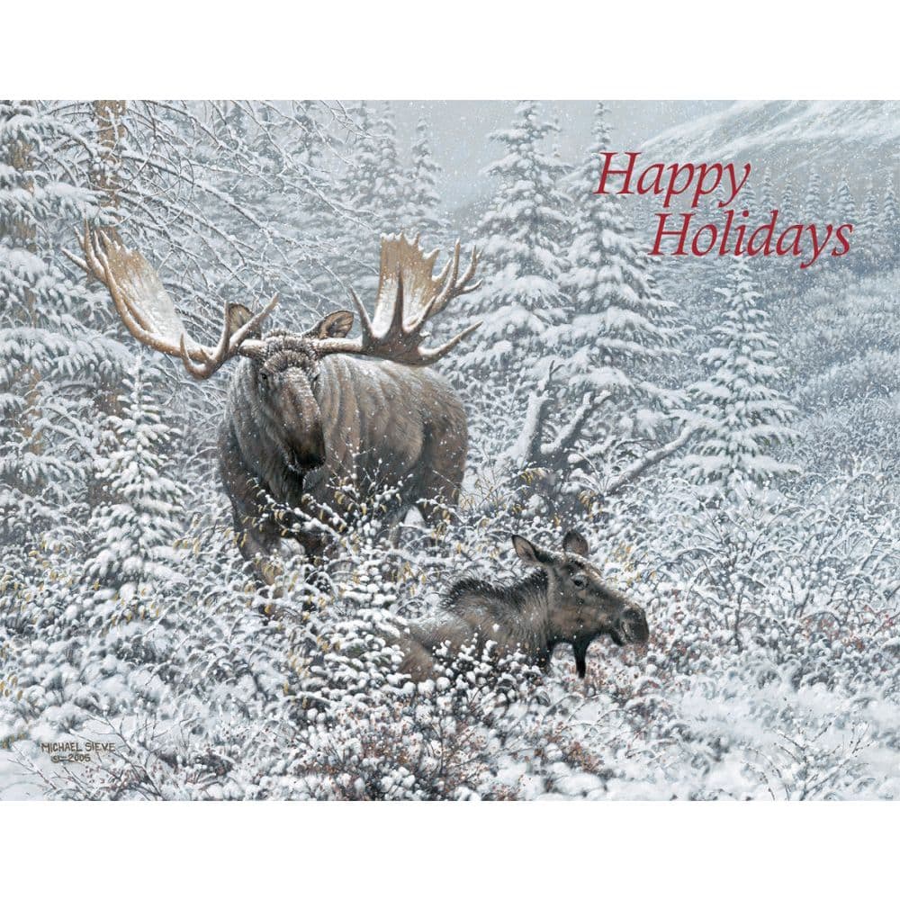 Winter Wonder Moose Boxed Christmas Cards by Michael Sieve Main Image
