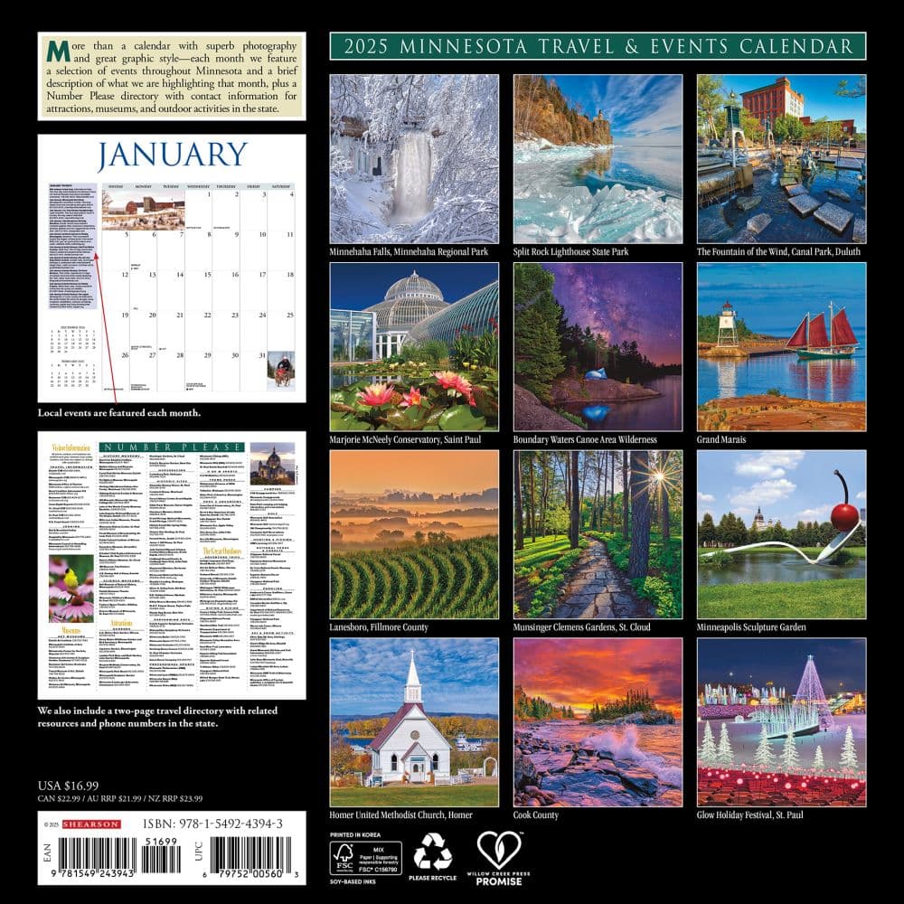 Minnesota Travel and Events 2025 Wall Calendar First Alternate Image width="1000" height="1000"