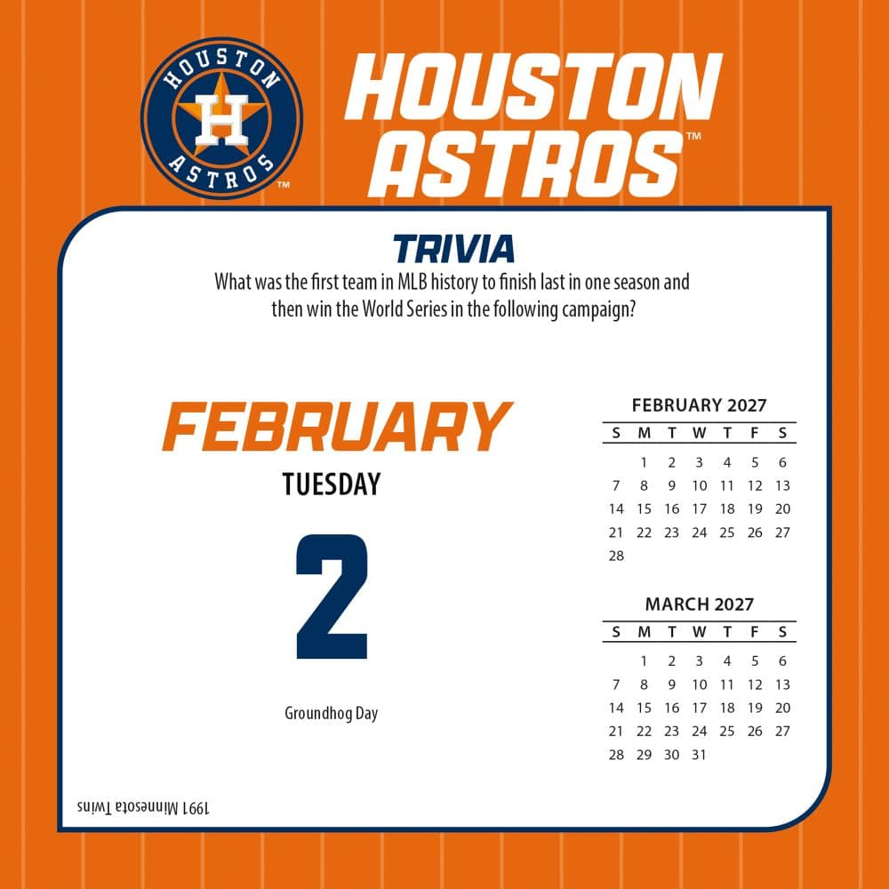 MLB Houston Astros 2027 Desk Calendar Third Alternate Image
