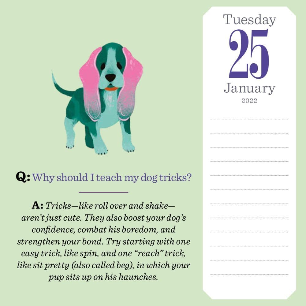 Puppies,Dog Facts CUTE! 2021 Page-a-day DOG TRIVIA~Daily Desk Calendar 