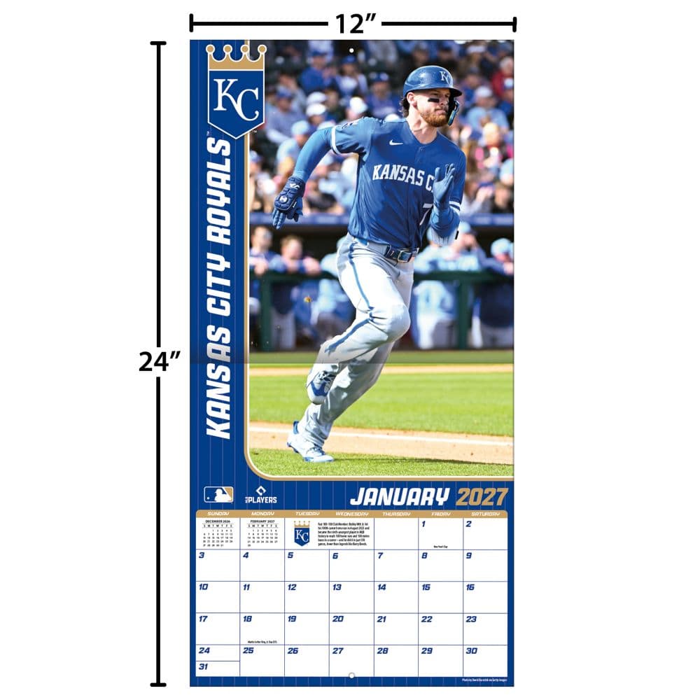 MLB Kanasa City Royals Bobby Witt Jr 2027 Wall Calendar Fourth Alternate Image
