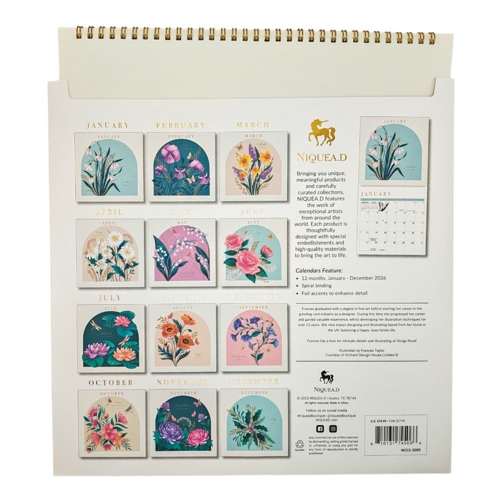 Birth Flowers 2026 Spiral Wall Calendar First Alternate Image