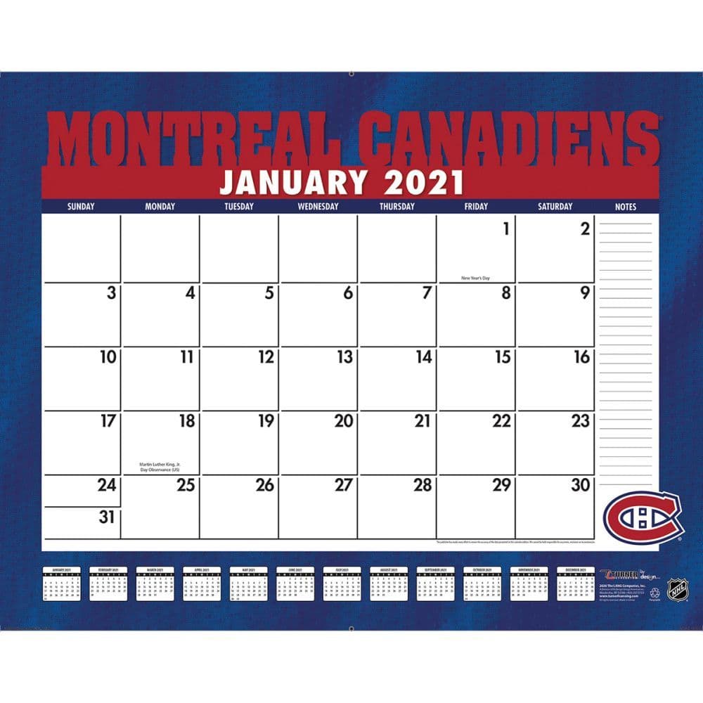 NHL Montreal Canadiens Desk Pad Calendarscom