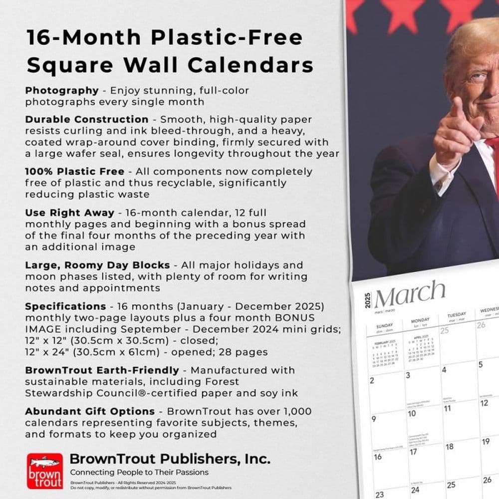 Trump President 2025 Wall Calendar - Calendars.com