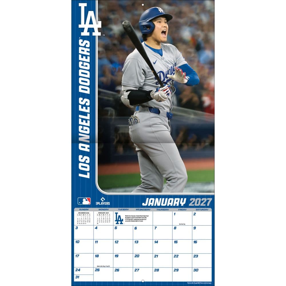 MLB Los Angeles Dodgers Shohei Ohtani 2027 Wall Calendar Third Alternate Image