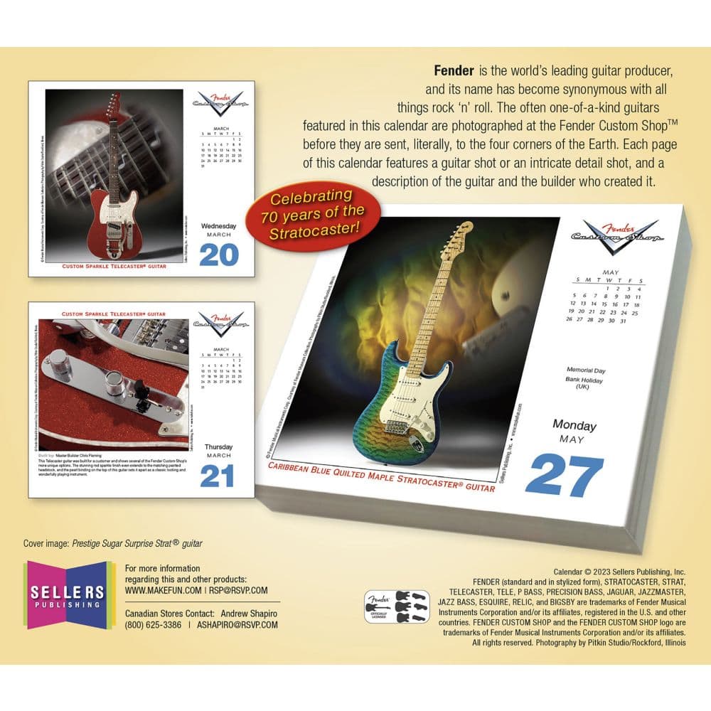 Fender Custom Shop Guitars 2024 Desk Calendar