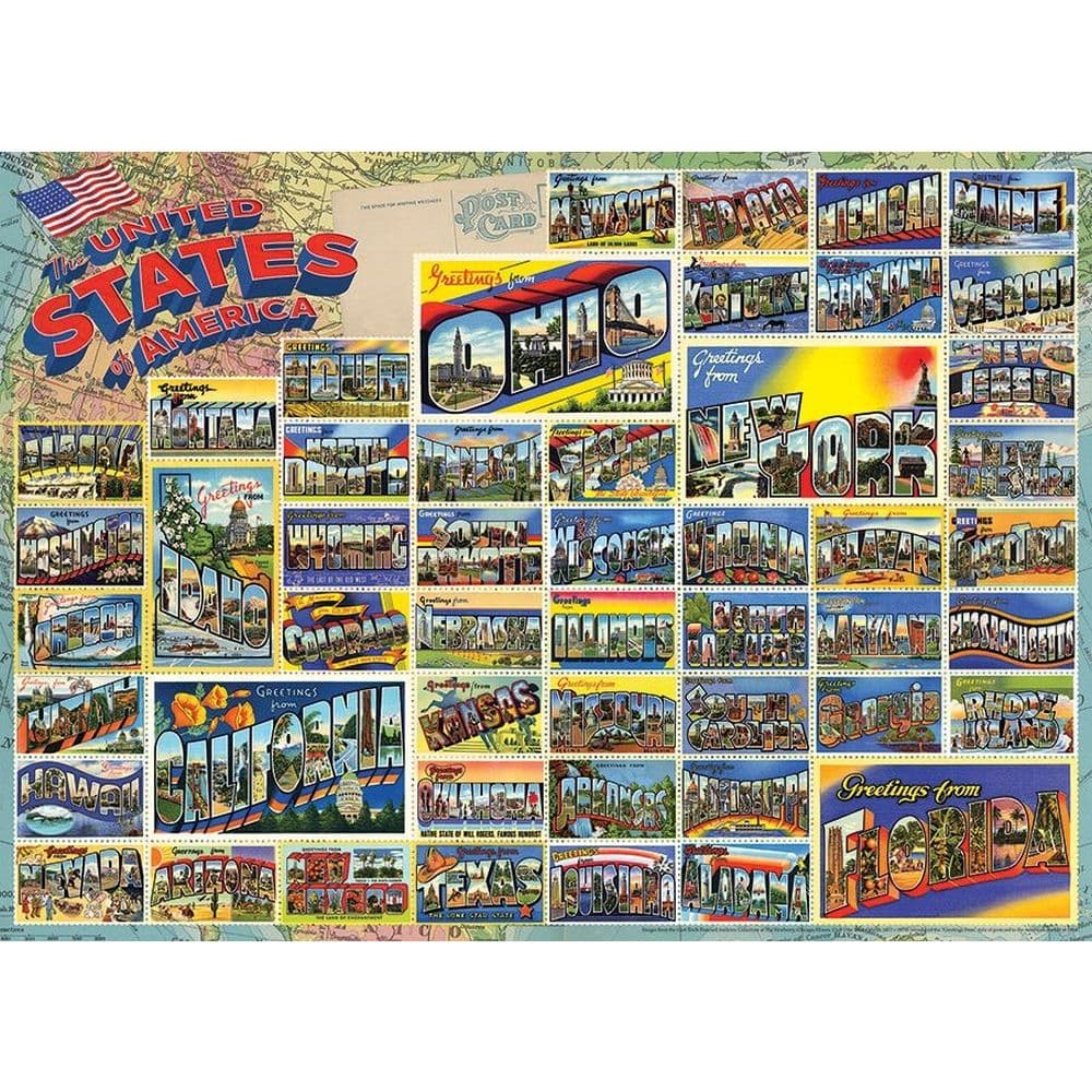 Vintage American Postcards 1000pc Puzzle First Alternate Image