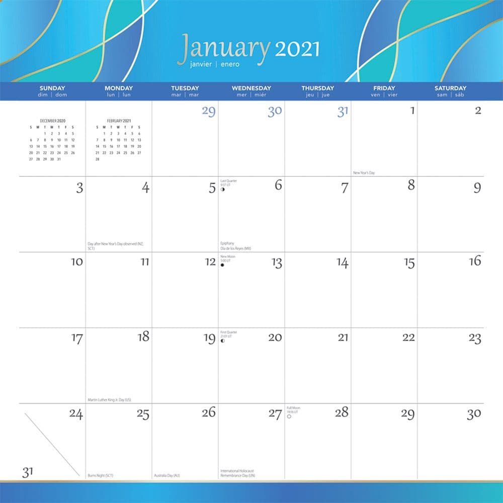 2021 Seaside Currents Spiral Wall Calendar