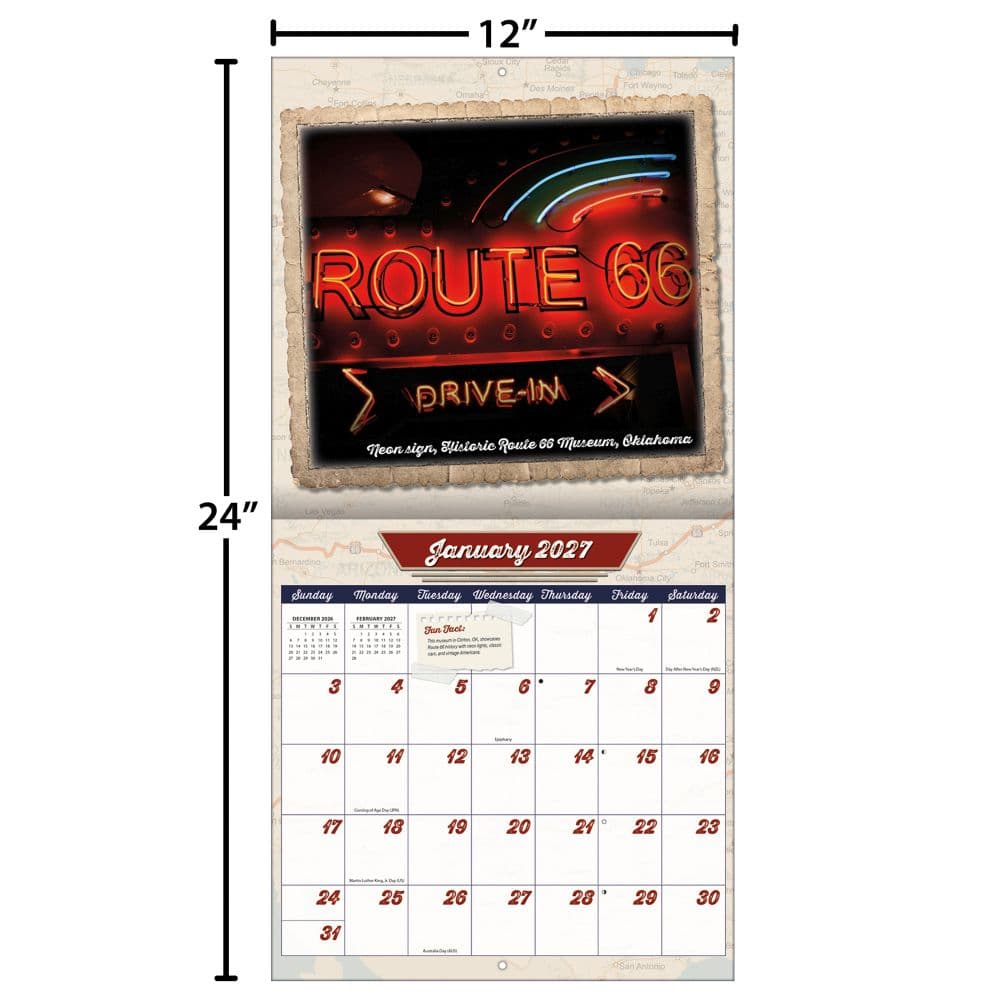 Historic Highway Route 66 2027 Wall Calendar Fourth Alternate Image