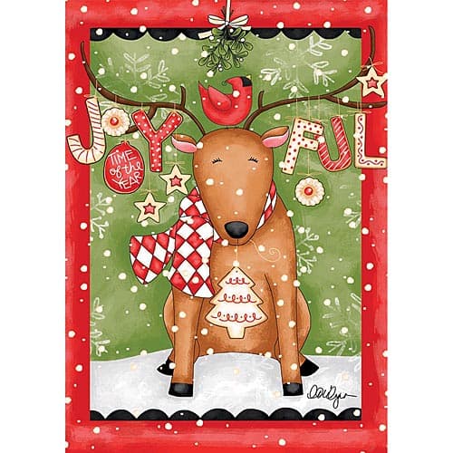 Joyful Reindeer Outdoor Flag-Large - 28 x 40 by LoriLynn Simms