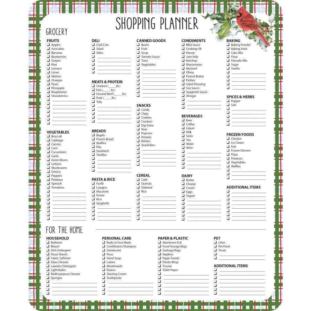 Cardinal Birdhouse Shopping Planner