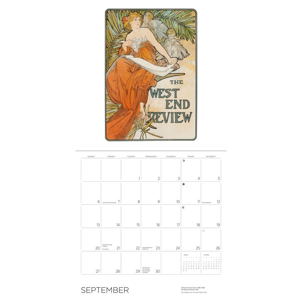 Alphonse Mucha 2026 Wall Calendar Fifth Alternate Image
