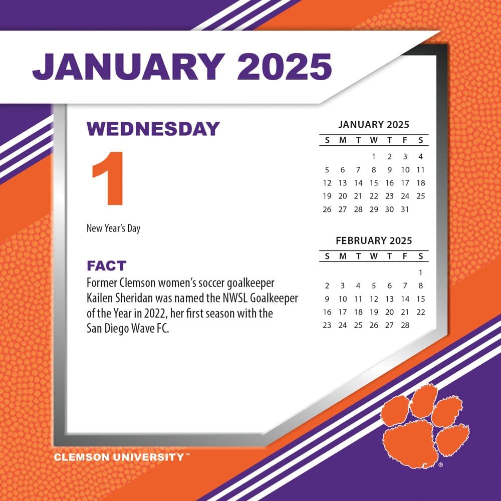 COL Clemson Tigers 2025 Desk Calendar First Alternate Image