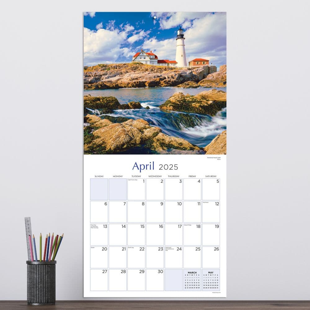 Lighthouses 2025 Wall Calendar April