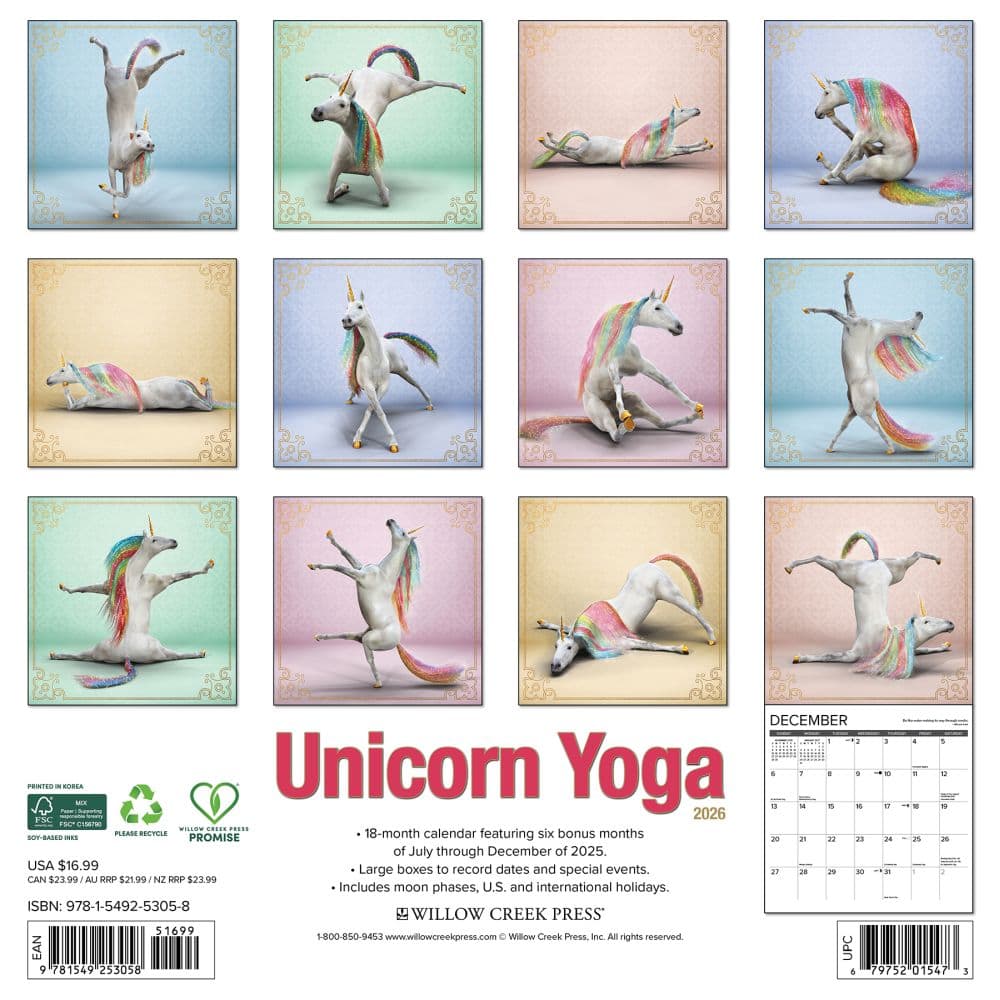 Unicorn Yoga 2026 Wall Calendar First Alternate Image