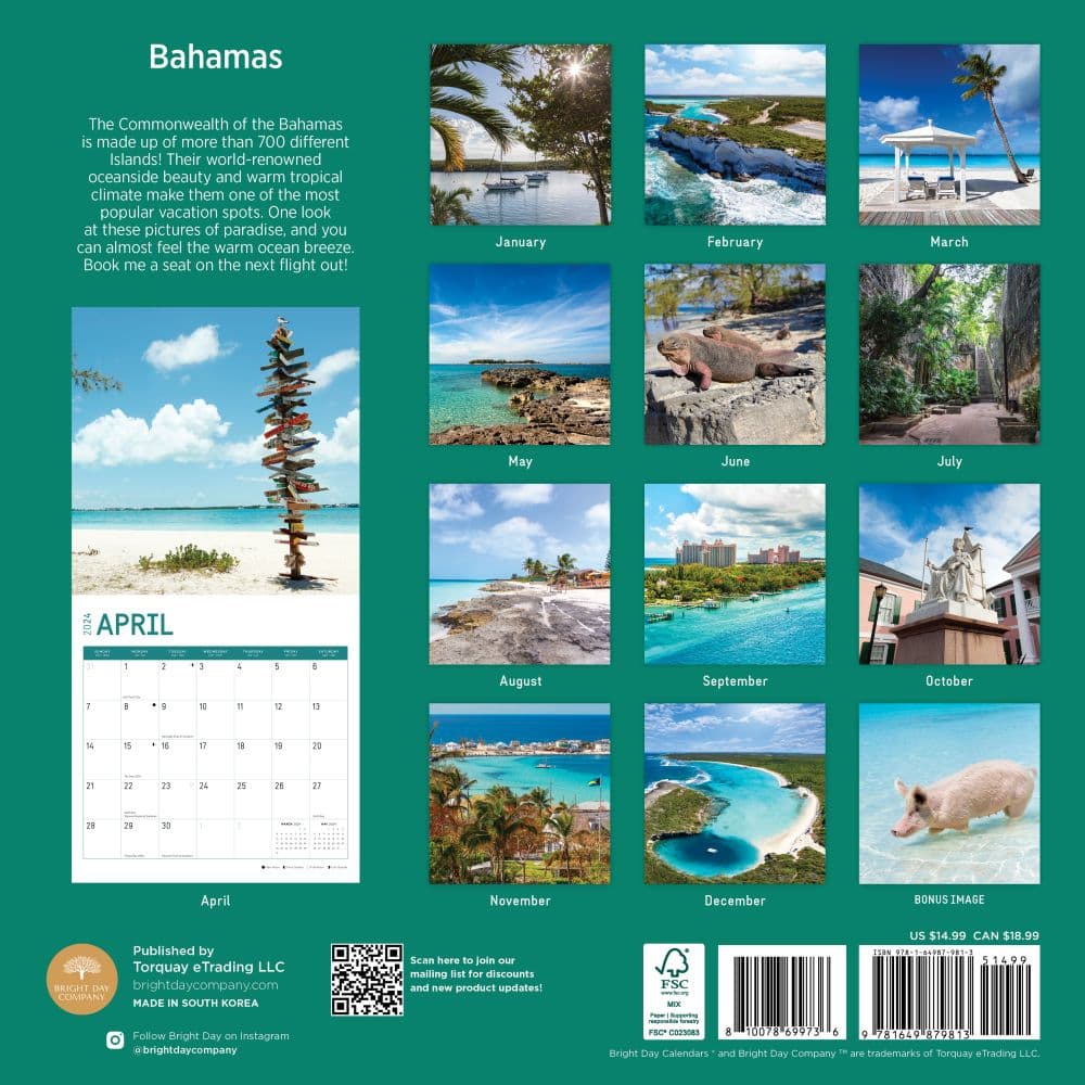 Bahamas 2024 Wall Calendar First Alternate Image width=&quot;1000&quot; height=&quot;1000&quot;