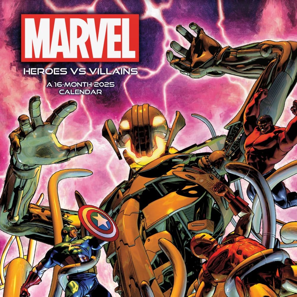 Marvel Heroes vs Villains 2025 Wall Calendar