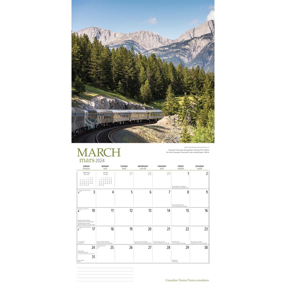 Trains Canadian 2024 Wall Calendar March