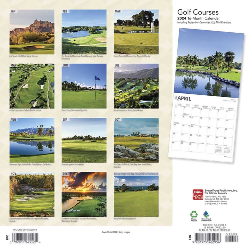 Golf Courses 2024 Wall Calendar