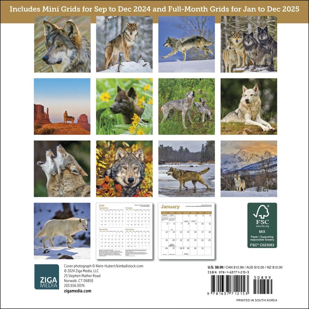 Wolves 2025 Mini Wall Calendar First Alternate Image width="1000" height="1000"