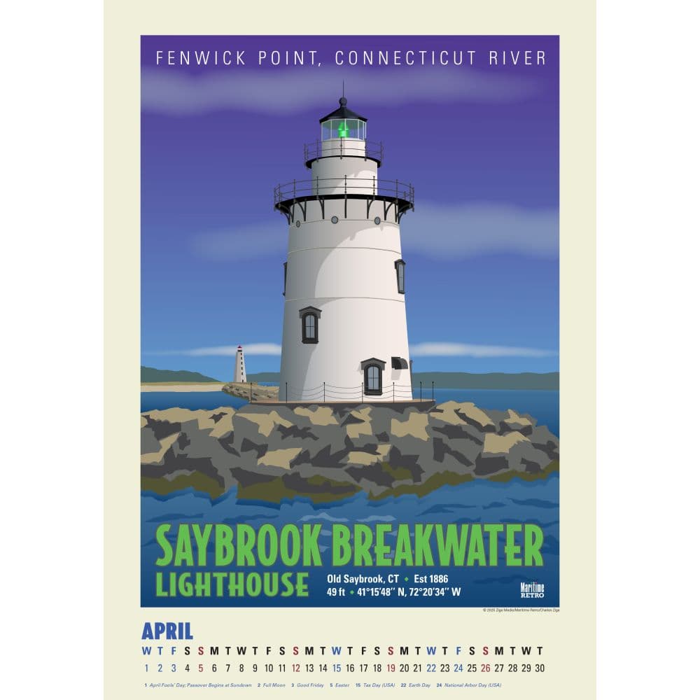 New England Lighthouses Posters 2026 Wall Calendar Second Alternate Image