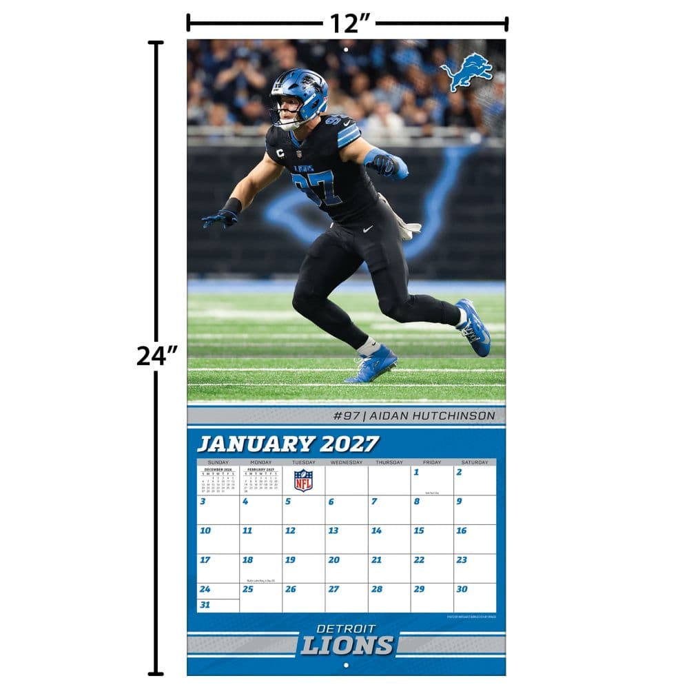NFL Detroit Lions 2027 Wall Calendar Fourth Alternate Image