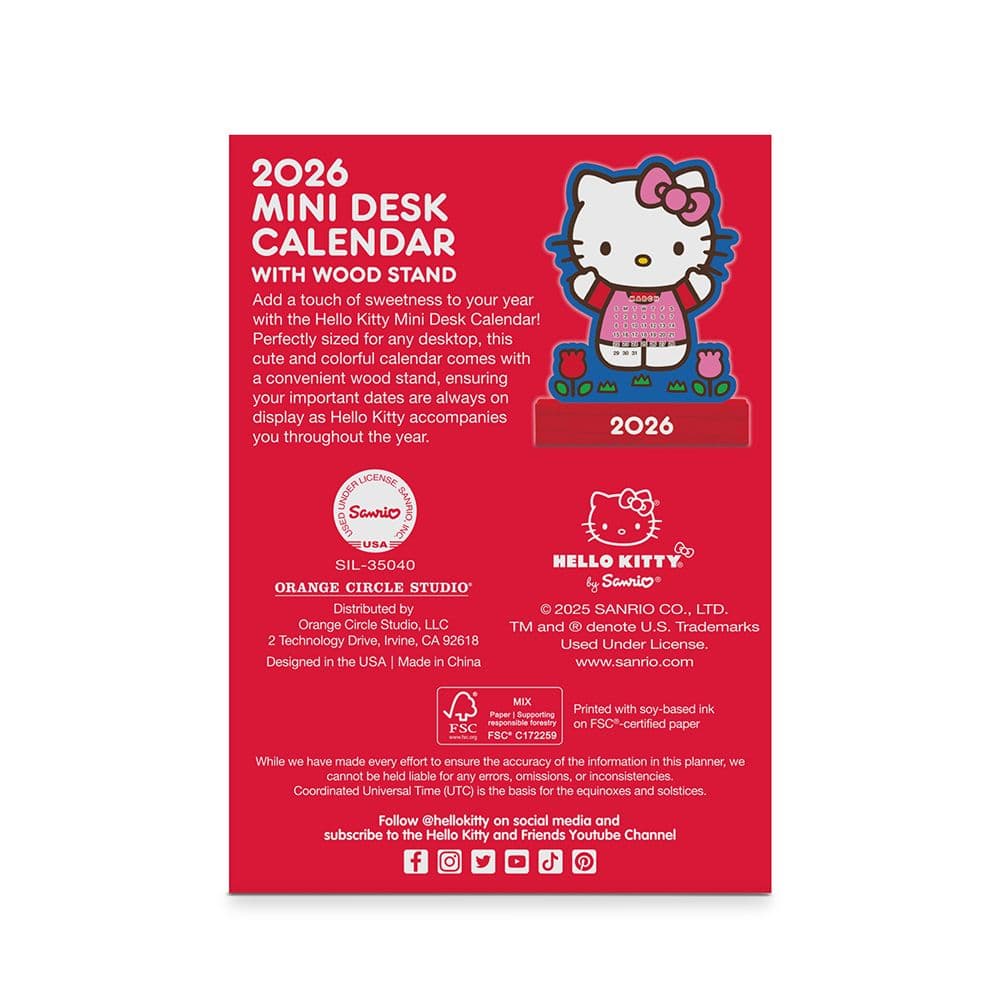 Hello Kitty Playful Pink 2026 Mini Desk Calendar First Alternate Image